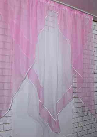 Кухонная занавеска VR-Textil № 029к розовый с белым 280х170 см (50-126) Киев