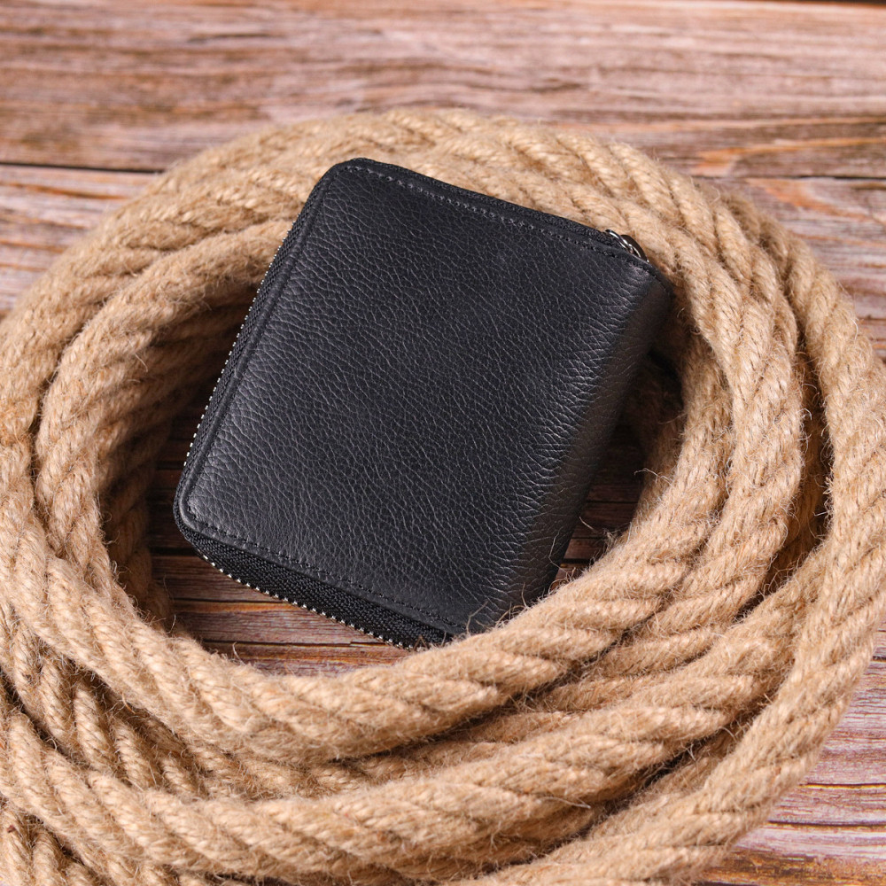 Стильный женский кошелек с монетницей на молнии из натуральной кожи KARYA 21408 Черный Киев - изображение 9