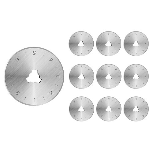 Набір із 10 змінних лез для роликового ножа діаметром 28 мм, 10 шт. у пластиковому футлярі Київ - фото 1