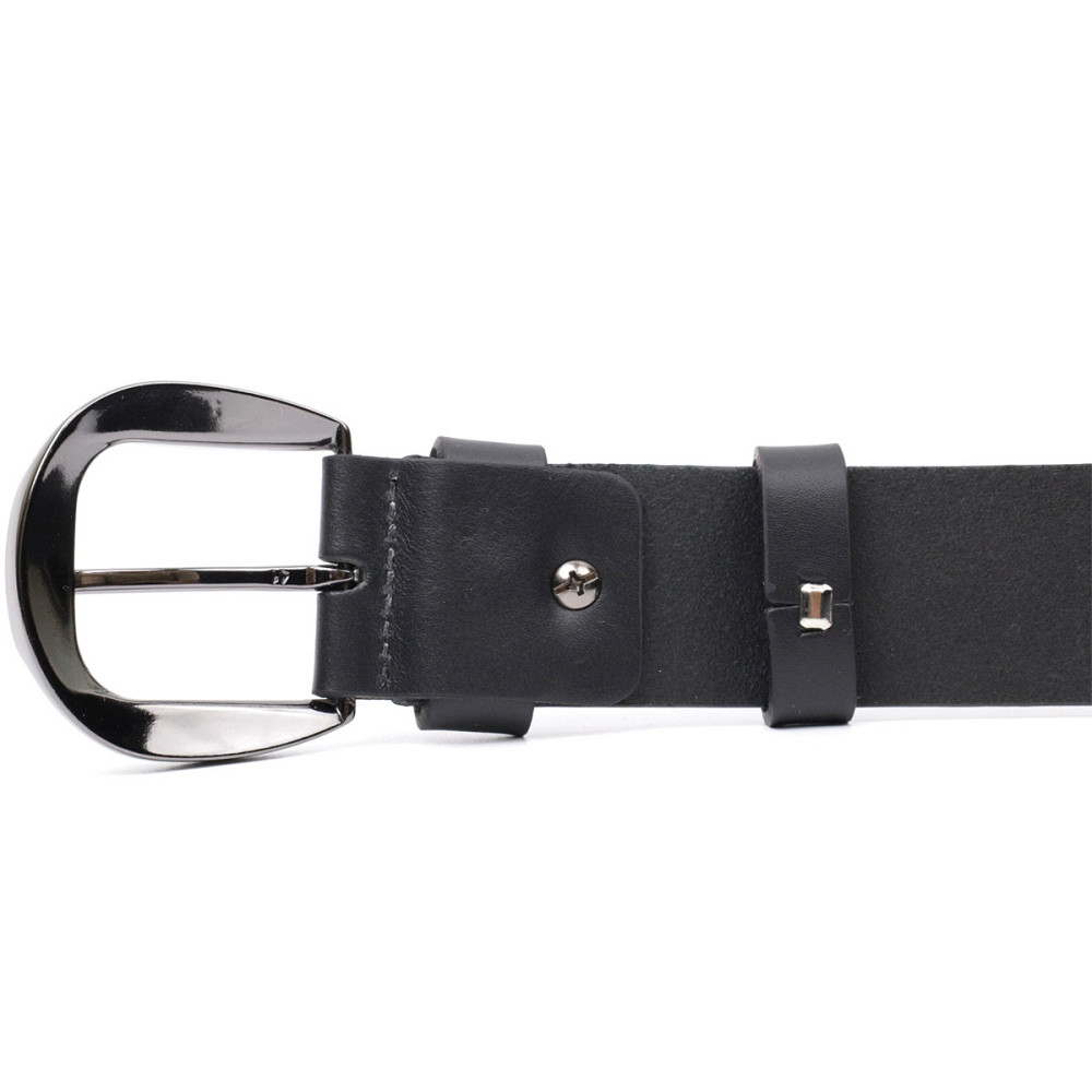 Люксовий ремінь під джинси з натуральної шкіри GRANDE PELLE 11691 Чорний Київ - фото 2