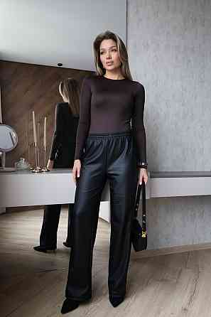 Прямые кожаные штаны на меху Choice 50-52, Черный Киев