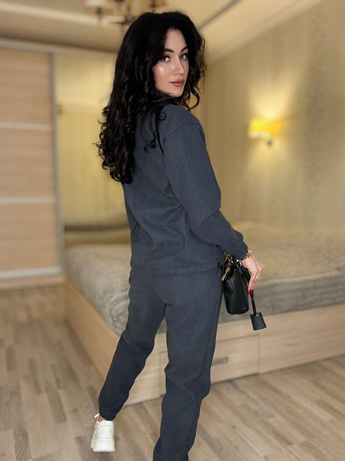 Жіночий теплий костюм-двійка: кофта та штани вельвет на щільному флісі Графіт, 46/48 Одеса - фото 7