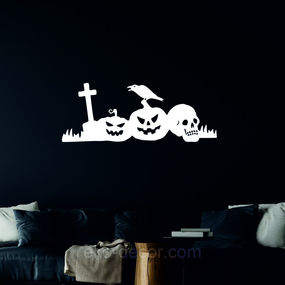 Декоративное настенное Панно «Хэллоуин - тыквы», Декор на стену 110*41 см, Белый Киев - изображение 4