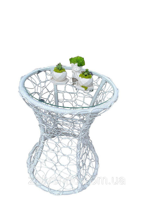 Столик из ротанга круглый белый Киев - изображение 3