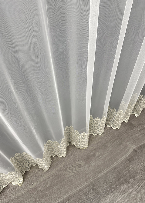 Тюль VR-Textil 1633т Грек-сітка з вишивкою та люрексом колір Молочний з бежевим 300х270 см (42-0594) Київ - фото 8