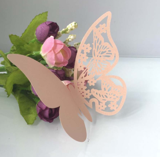 Рассадочные карточки для гостей на бокалы Бабочки 10 штук 9 на 7 см персиковый Киев