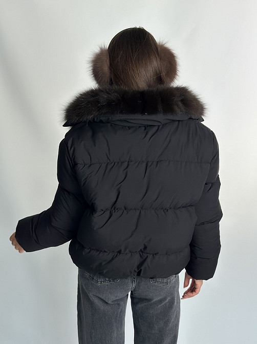 Жіноча куртка пуффер з натуральним хутром песця Чорний S Харків - фото 5