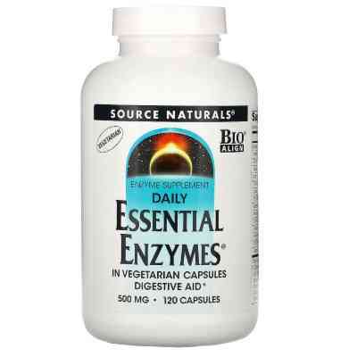 Пробіотики Source Naturals Ефірні Ензими, 500 мг, Daily Essential Enzymes, 120 вегетаріанських до (SN1302) Вінниця