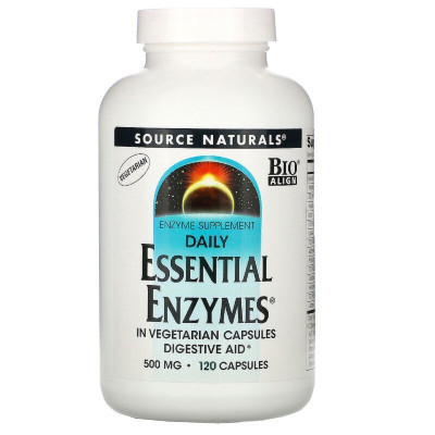 Пробіотики Source Naturals Ефірні Ензими, 500 мг, Daily Essential Enzymes, 120 вегетаріанських до (SN1302) Вінниця - фото 1