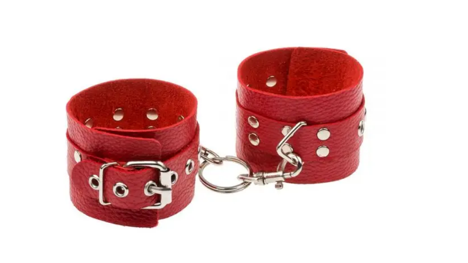 Наручники Leather Rastraints Hand Cuffs, Red Sex Aura Киев - изображение 1