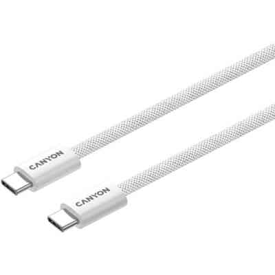 Дата кабель USB-C to USB-C 1.0m 60W Magnet Braided White Canyon (CND-CCMG60AB15W) Вінниця