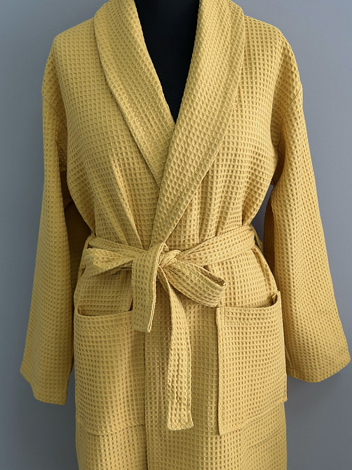 Халат вафельний Ideal Textile довгий гірчичний Чернівці - фото 4