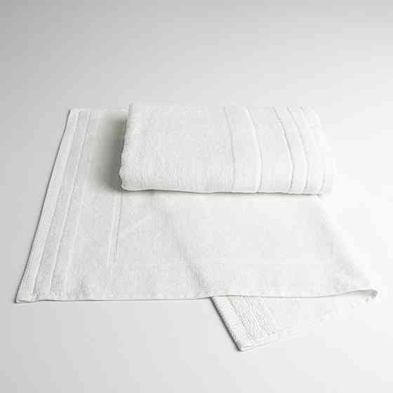 Набор банных махровых полотенец с велюровым бордюром 2шт GM Textile 50х70см, 70х140см (Белый) Сумы