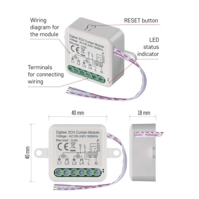 Модуль управління розумним будинком EMOS H5110 Smart Motor Control ZigBee 3.0 Dual-Channel (H5110) Вінниця - фото 2