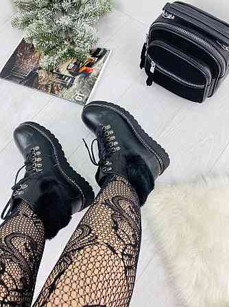 Черевики жіночі D and V чорні натуральна кожа зима висота 13см розмір 37 (2195) Коломыя