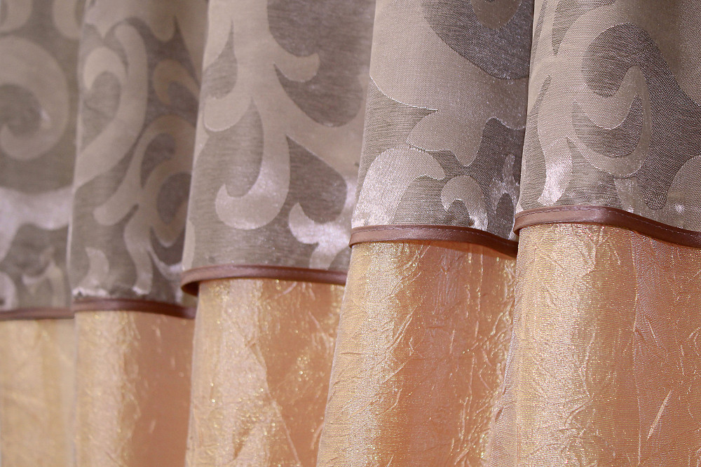 Кухонні штори VR-Textil № 073к з ламбрекеном і підхватами пудровий з персиковим 270х170 см (52-0174) Київ - фото 4