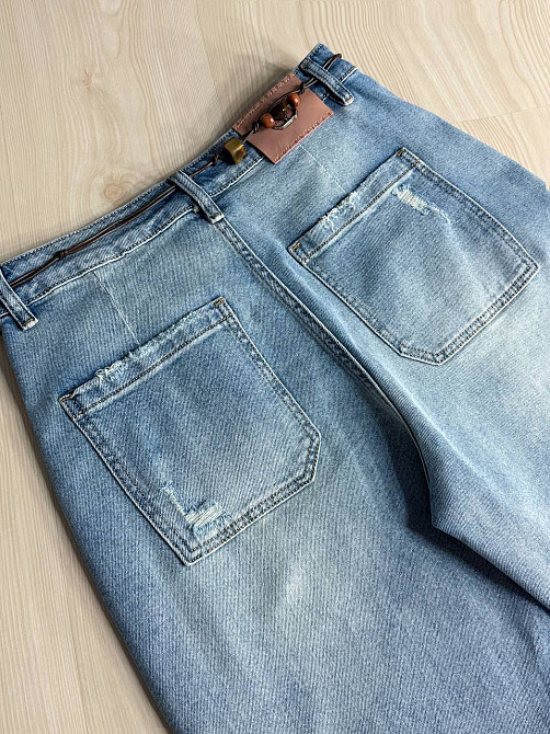 Шорти жіночі джинсові Liana 620 бермуди потерті з поясом і гаманцем великі розміри блакитні, блакитний, 31, 31, 85 см, 112 см Київ - фото 7