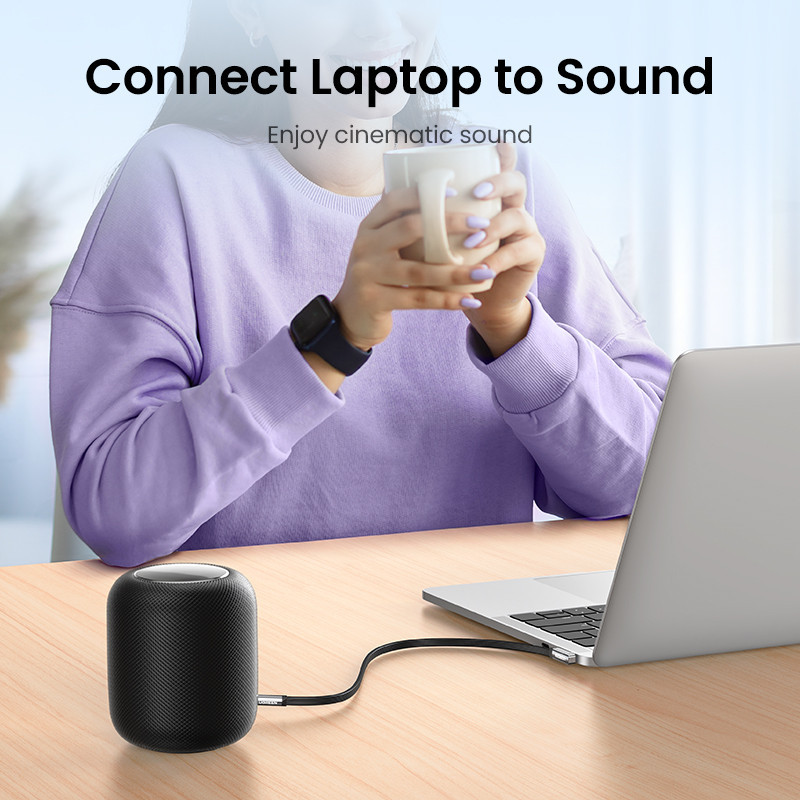 Аудіокабель UGREEN 3.5mm, 3м, чорний, прямий та кутовий Київ - фото 1