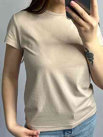 Базовая футболка женская удлиненная Бежевый XXL Харьков