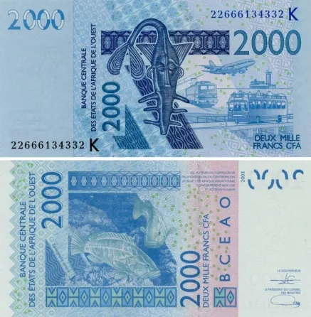 Западная Африка Сенегал 2000 франков 2003(23)г. UNC Р-716Kv Полтава