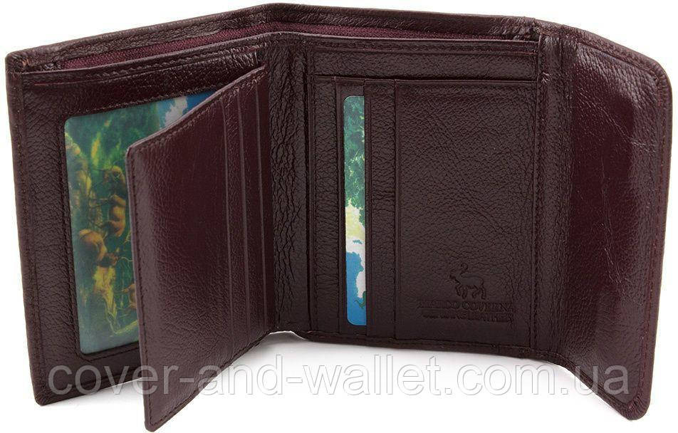 Компактный кожаный женский кошелек на магнитах коричневого цвета Marco Coverna MC-2047A Киев - изображение 5