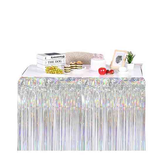 Дождик широкий на стену и стол с голограммой 74 см на 274 см серебристый Киев