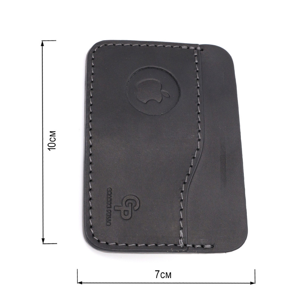 Горизонтальний картхолдер з утримувачем для Apple AirTag Чорний (GRANDE PELLE) Київ - фото 7