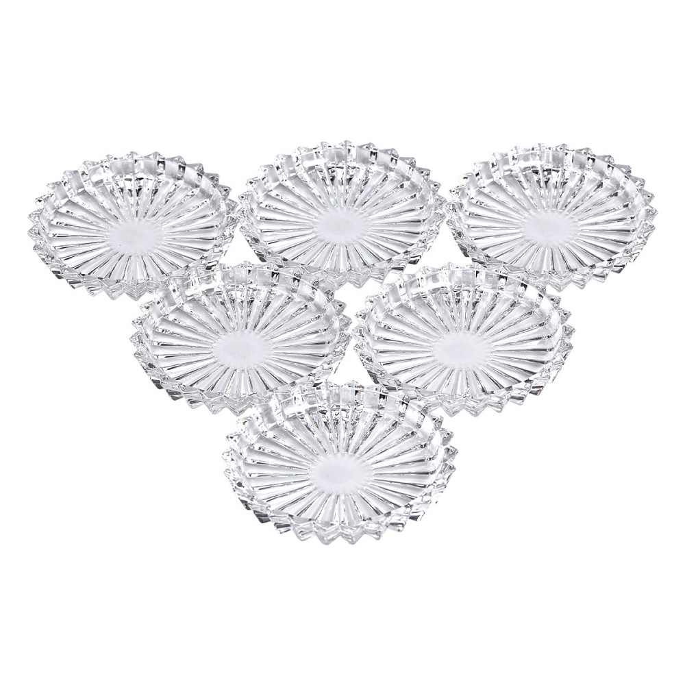 Yiwu Набір із 6 тарілок для подачі по 12 см скляні прозорі круглі HP-YH-31 Київ - фото 1