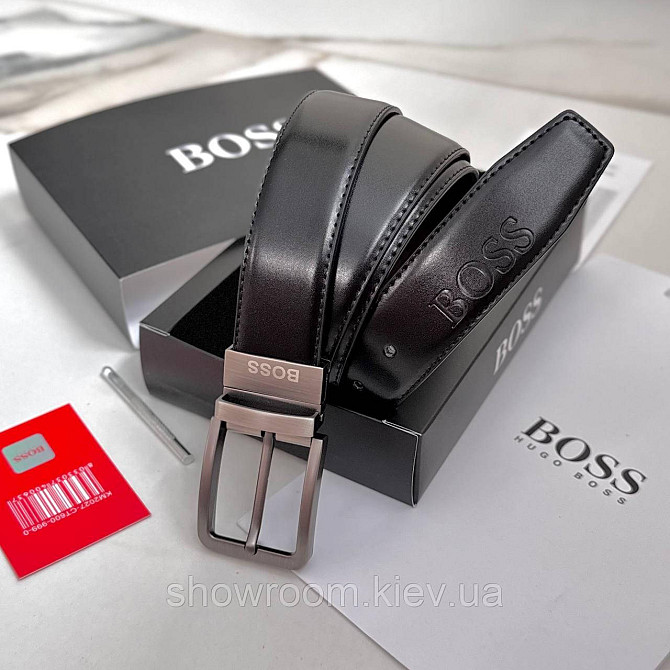 Мужской двусторонний ремень с двумя пряжками Boss (203) Киев - изображение 5