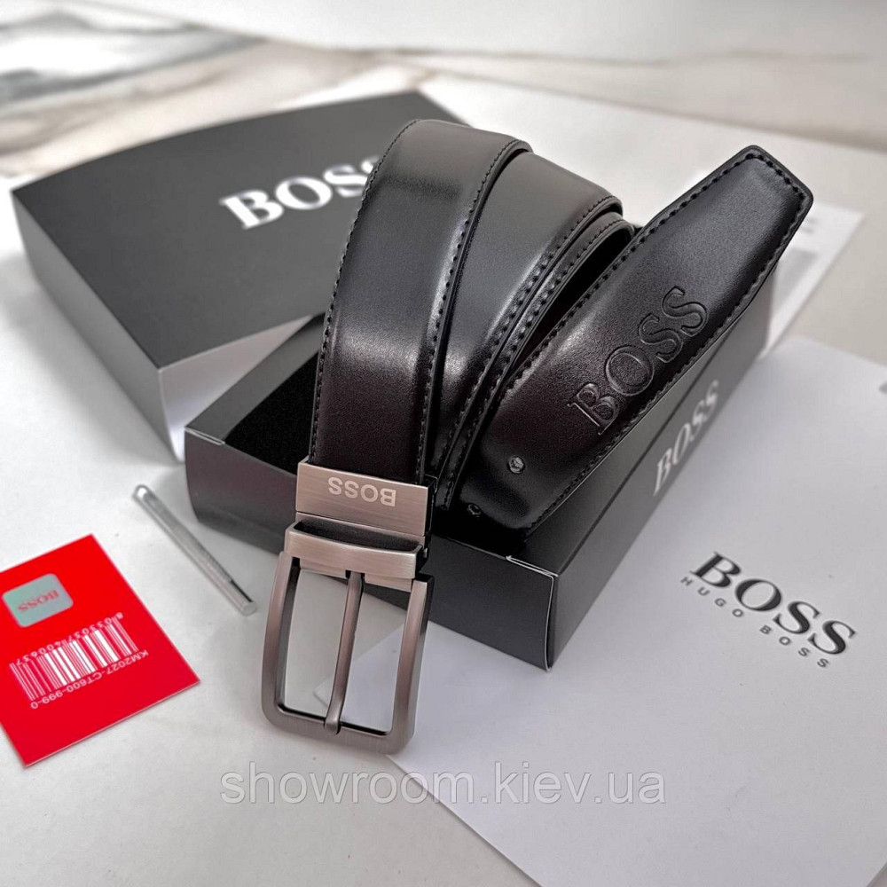 Чоловічий двосторонній ремінь із двома пряжками Boss (203) Київ - фото 5