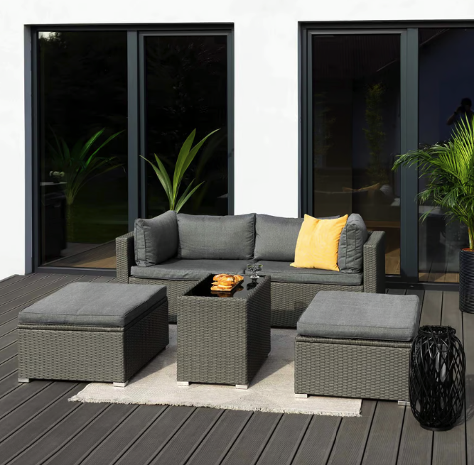 Комплект садових меблів для тераси двору балкона набір столу та стільців для відпочинку Di Volio Alzano сірий Київ - фото 10