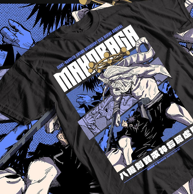 Футболка для хлопчика з аніме принтом Магічна битва оверсайз (зріст від 165 до 180) Чорний AnimeJ0046m Дніпро - фото 1