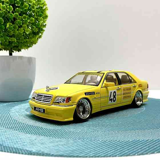 Машинка Авто Експерт Mercedes-Benz S-Class W140 металопластикова 1:24 звук світло інерція відчиняються двері капот багажник Жовта Чернігів