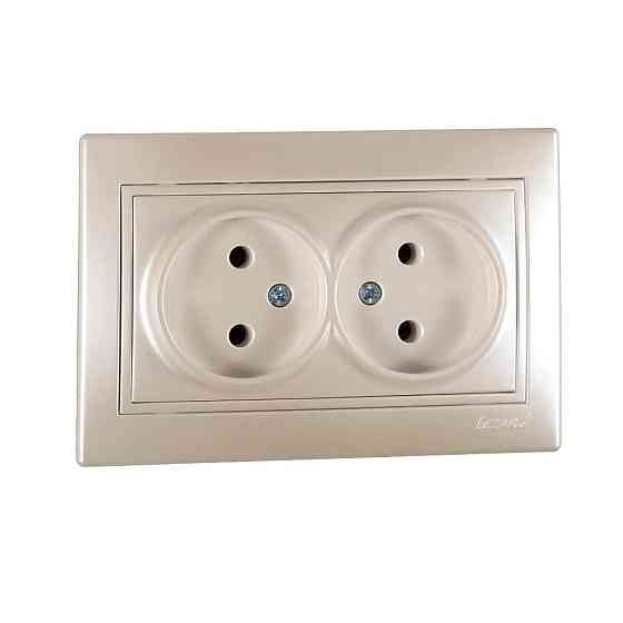 MIRA Розетка подвійна без заземлення перлинно-білий перламутр зі вставкою  Lezard Харків