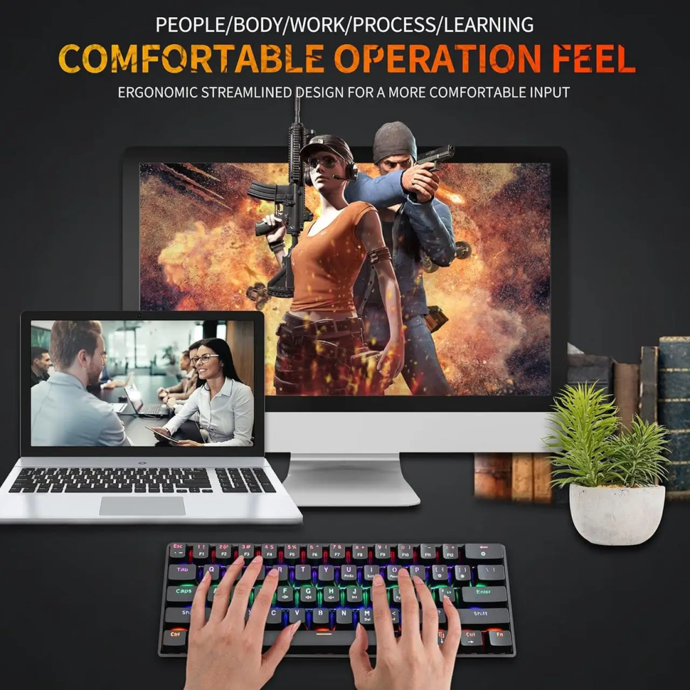 Ігрова механічна клавіатура Snpurdiri 60% V900 Black RGB підсвітка 61 клавіша дротова Type-C для геймерів та роботи Київ - фото 4