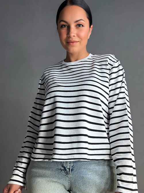 Лонгслів жіночий KEYYMOD 34094 у смужку з підплічниками оверсайз білий, білий, M Київ - фото 6