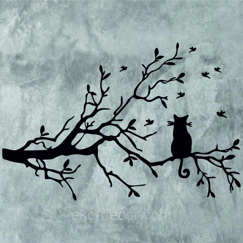 Декоративне настінне Панно «Кіт на гілці», Декор на стіну 90*59 см, Чорний Київ - фото 5