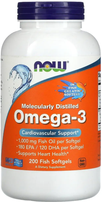 Омега-3 рыбий жир для сердца и сосудов Now Foods Omega-3Fish Oil 200 гел капс Киев - изображение 1