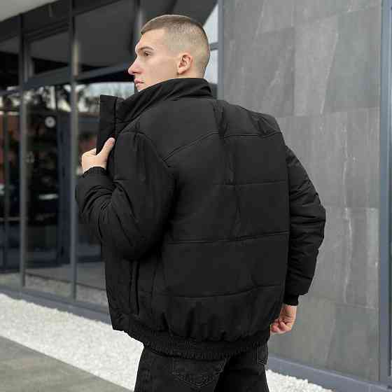 Черная мужская демисезонная куртка без капюшона весна осень Pobedov Axmont Киев
