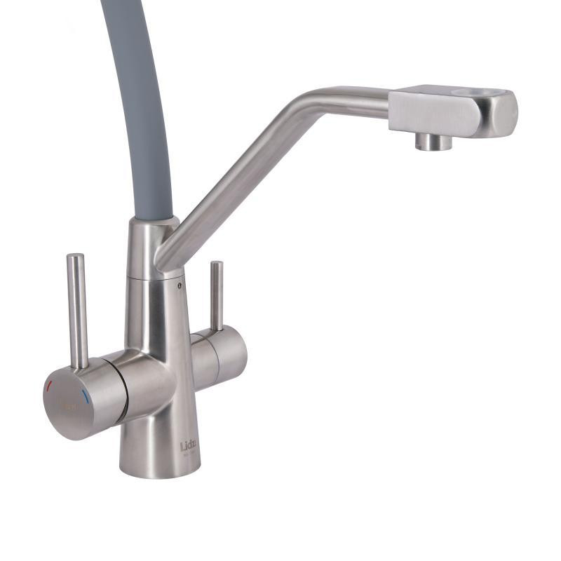 Змішувач для кухні Lidz Aria 020F3 з гнучким виливом та підключенням до фільтра LDARI020F3GNK39211 сатин/сірий Київ - фото 3