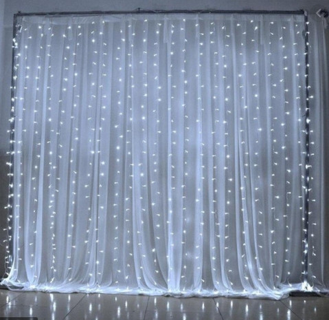 Гирлянда штора Водопад 3х2 м 280 LED (прозрачный шнур, с переходником) Белый свет Винница - изображение 4