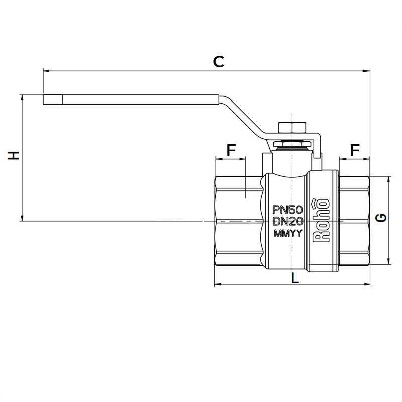 Кран кульовий Roho R200-050B - 1/2" (RO0104) Київ - фото 2