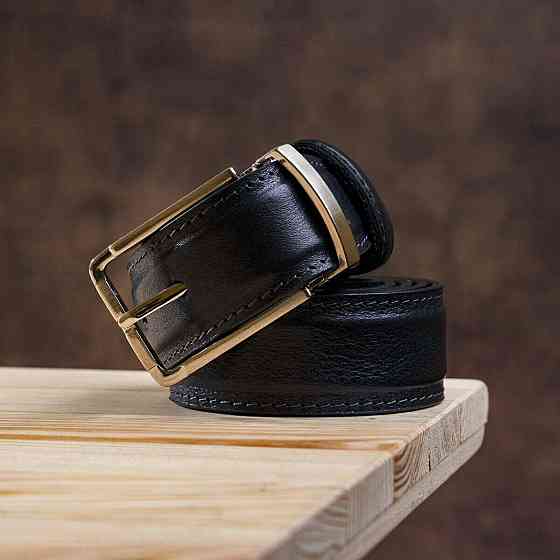 Ремень брючный двусторонний мужской Grande Pelle 11156 Синий и Черный Киев