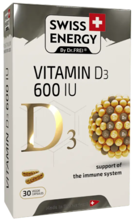 Витамин D3 Swiss Energy D3 600 IU 15 мкг (600 МЕ) 30 вег капс Киев