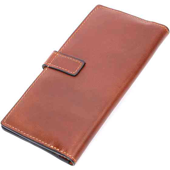 Интересный вертикальный кошелек из натуральной кожи GRANDE PELLE 11660 Коричневый Киев