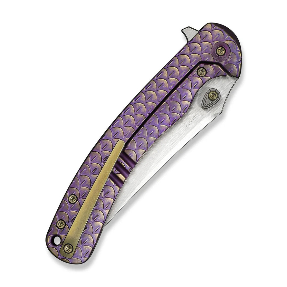 Ніж складаний туристичний Weknife Dracarys, (9.1 см) Böhler M390 / титан 6AL4V фіолетовий/золотий Київ - фото 5