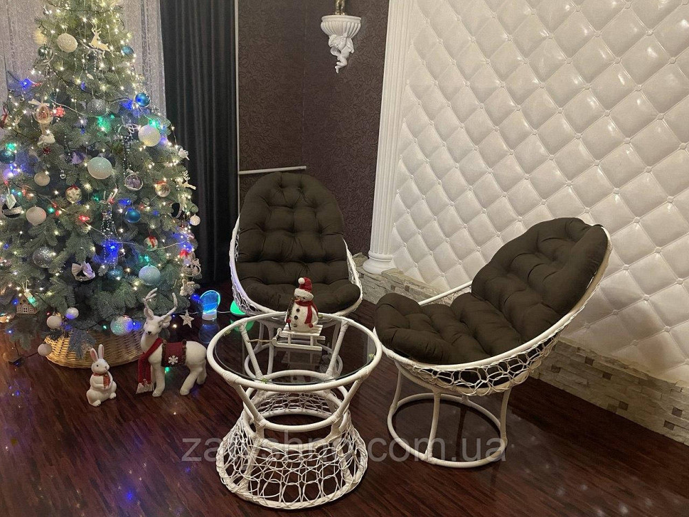 Ротангові меблі з коричневими накидками Київ - фото 2