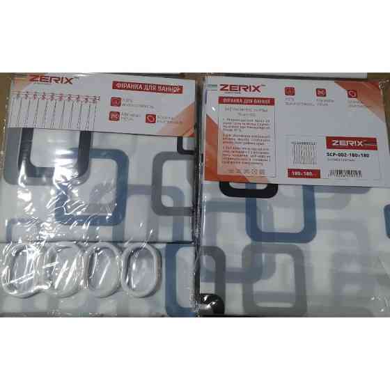 Шторка для ванної Zerix SCP-002-180x180 з PEVA (поліетиленвінілацетату) (Візерунок "Квадрати" синьо-блакитні) (ZX5001) Київ