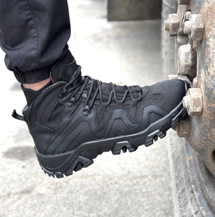 Тактичні шкіряні черевики чорні, демісезонні, водонепроникні, утеплені, міцні, прошиті, для чоловіків Львів
