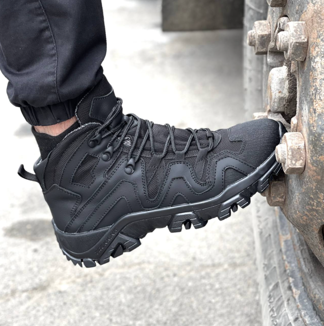 Тактичні шкіряні черевики чорні, демісезонні, водонепроникні, утеплені, міцні, прошиті, для чоловіків Львів - фото 5